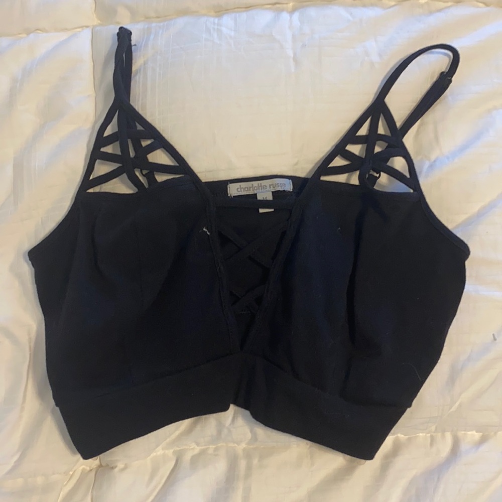 Black Charolette Russe Crop Top Medium